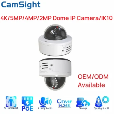 Camsight 4K 8MP 5MP 4MP 2MP Colorvu Full Color IP Camera with Smart Human Detection Mini Dome IP Camera Poe CCTV Network Security IP Camera OEM Supplier