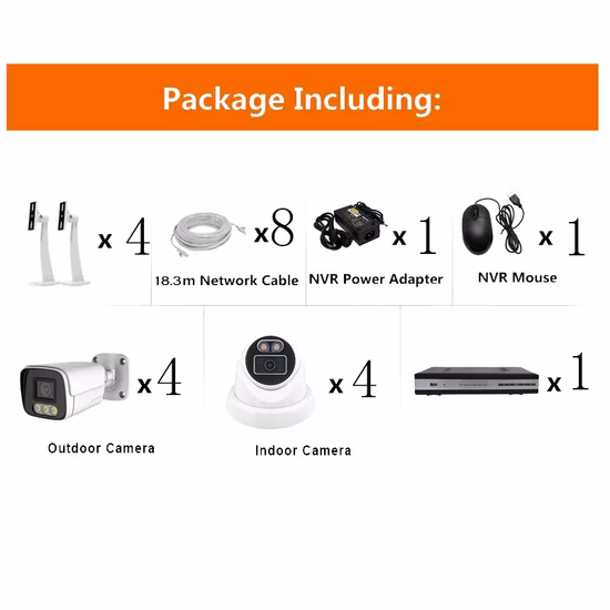 Wdm CCTV 8CH Home Security Color IP Cameras 5.0MP Resolution Poe NVR Kits Alarm Systems