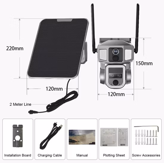4G Solar WiFi IP Camera Smart IP Camera Wireless Security PTZ Camera Built